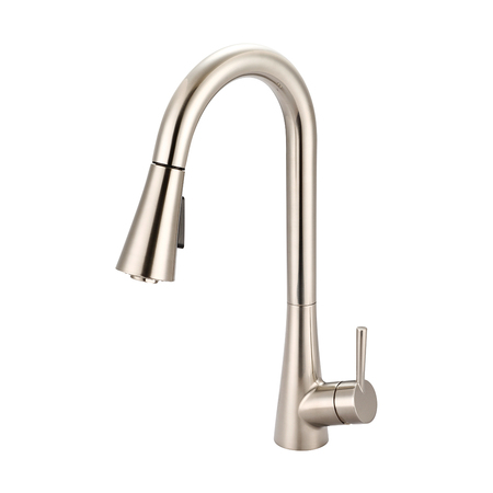 OLYMPIA FAUCETS Single Handle Pull-Down Kitchen Faucet, Compression Hose, Nickel, Weight: 6 K-5020-BN